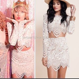 White lace 2 piece skirt set